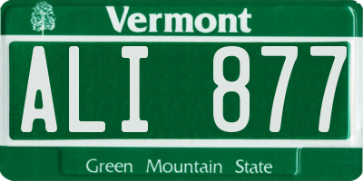 VT license plate ALI877