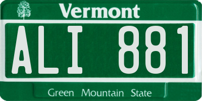 VT license plate ALI881