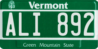 VT license plate ALI892