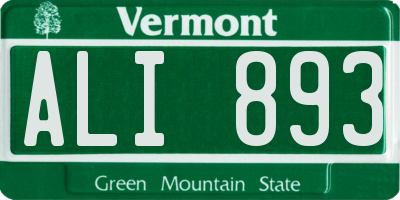 VT license plate ALI893