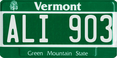 VT license plate ALI903