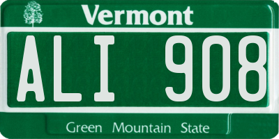 VT license plate ALI908