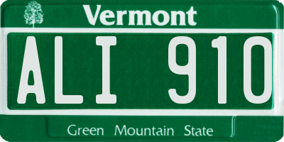 VT license plate ALI910