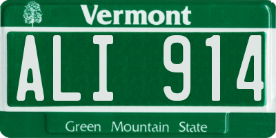VT license plate ALI914