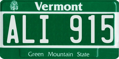 VT license plate ALI915