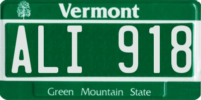 VT license plate ALI918