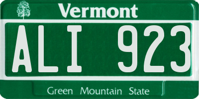 VT license plate ALI923