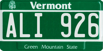 VT license plate ALI926