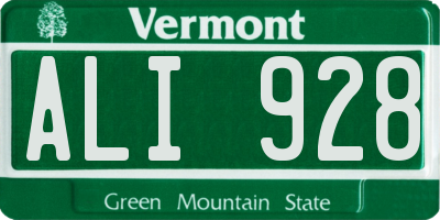 VT license plate ALI928