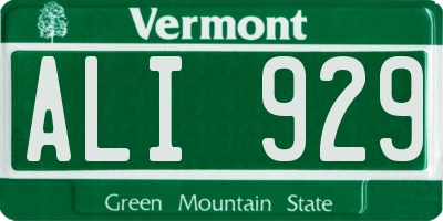 VT license plate ALI929