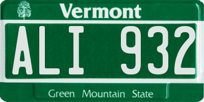 VT license plate ALI932