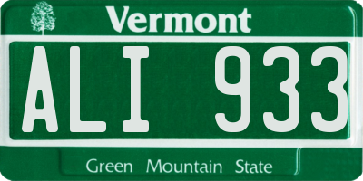 VT license plate ALI933