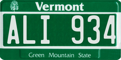 VT license plate ALI934