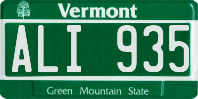 VT license plate ALI935