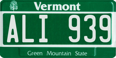 VT license plate ALI939