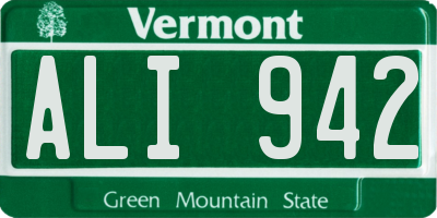 VT license plate ALI942