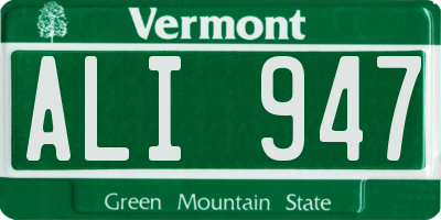 VT license plate ALI947
