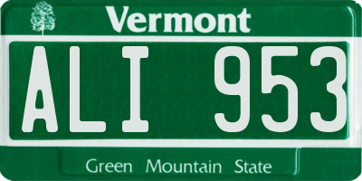 VT license plate ALI953