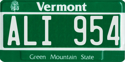 VT license plate ALI954