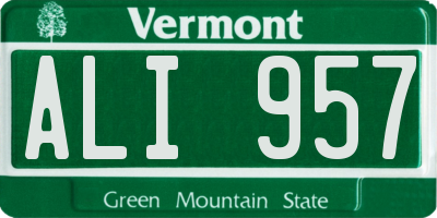 VT license plate ALI957