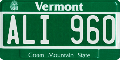 VT license plate ALI960