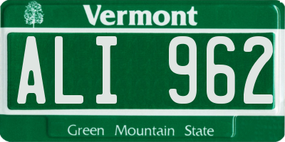 VT license plate ALI962