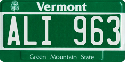 VT license plate ALI963