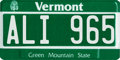 VT license plate ALI965