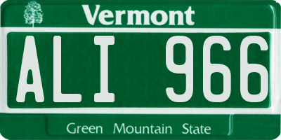 VT license plate ALI966