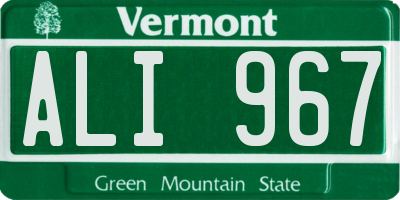 VT license plate ALI967