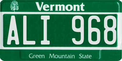 VT license plate ALI968