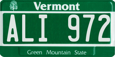 VT license plate ALI972