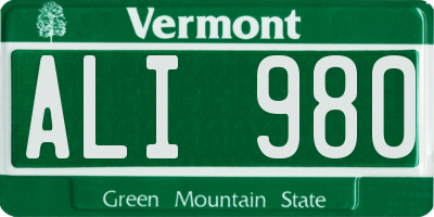 VT license plate ALI980