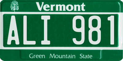 VT license plate ALI981