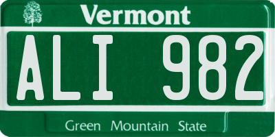 VT license plate ALI982
