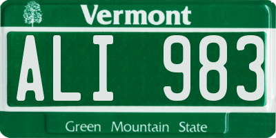 VT license plate ALI983