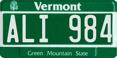 VT license plate ALI984