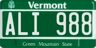 VT license plate ALI988