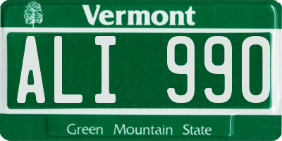 VT license plate ALI990