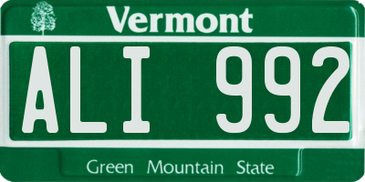 VT license plate ALI992