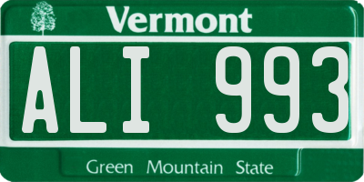 VT license plate ALI993