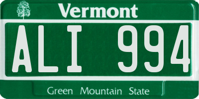 VT license plate ALI994