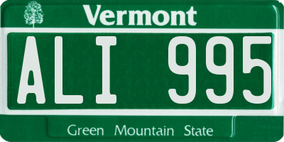 VT license plate ALI995