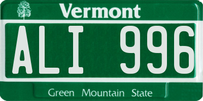 VT license plate ALI996