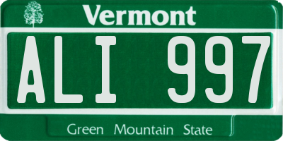 VT license plate ALI997