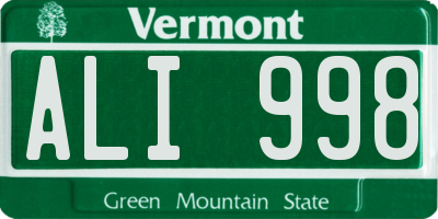 VT license plate ALI998