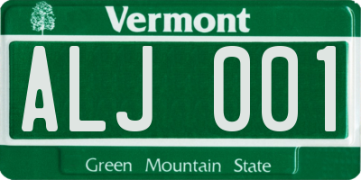 VT license plate ALJ001