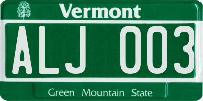 VT license plate ALJ003