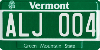VT license plate ALJ004