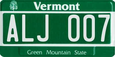 VT license plate ALJ007